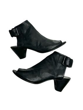marséll | Black Leather Open Toe Slingback Heels 37.5